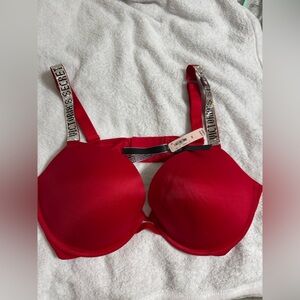 Victoria's Secret Red Bra with Sparkling Straps